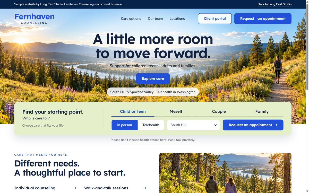 Fernhaven Counseling sample homepage